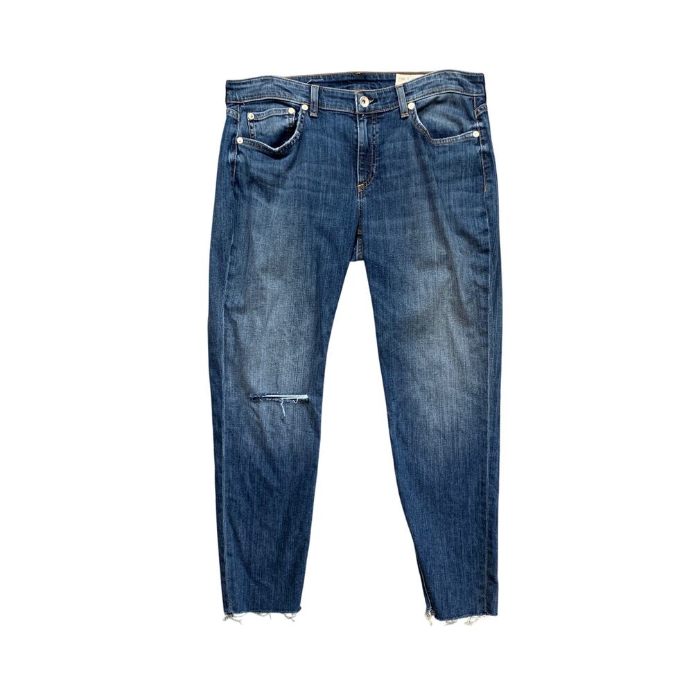 Rag & Bone Jeans Womens 29 Blue Dre Low Rise Slim Boyfriend Raw Hem Distressed